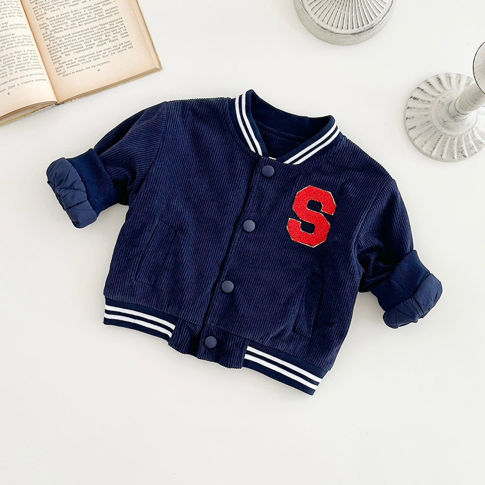 Baseball Jas met Ribbels - Ruimte Unisex, Blauw, Katoen, Maat 0-3 Jaar-More For Mini