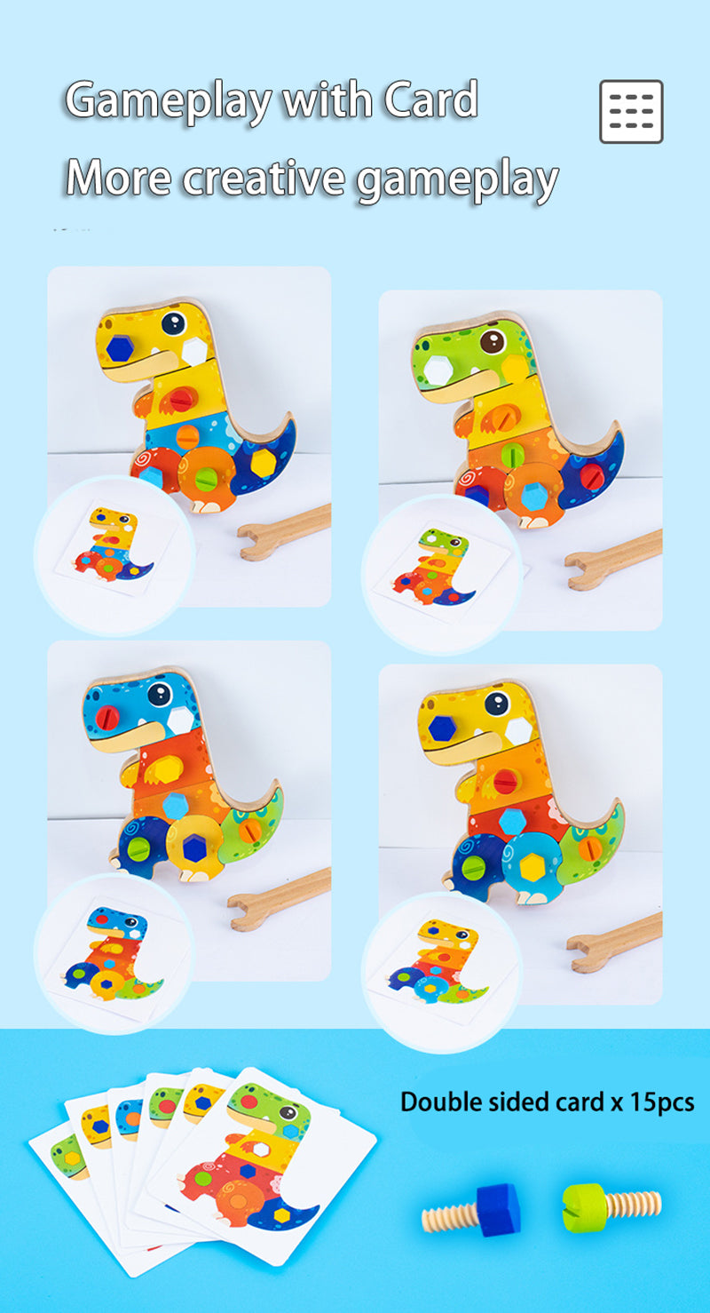 Houten dino bouwset kind | Educatief speelgoed 2+ jaar