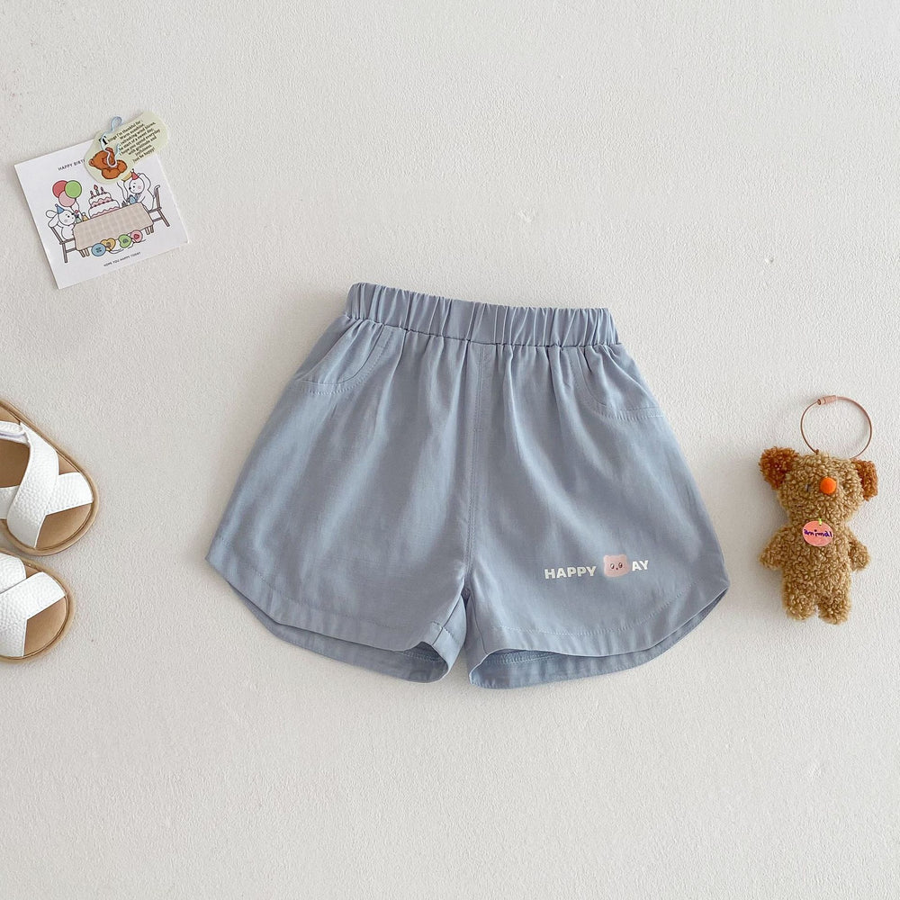 Korte Broek met Beer - Lino Shorts Unisex, Bruin/Groen/Beige/Blauw, Katoen, Maat 0-5 Jaar
