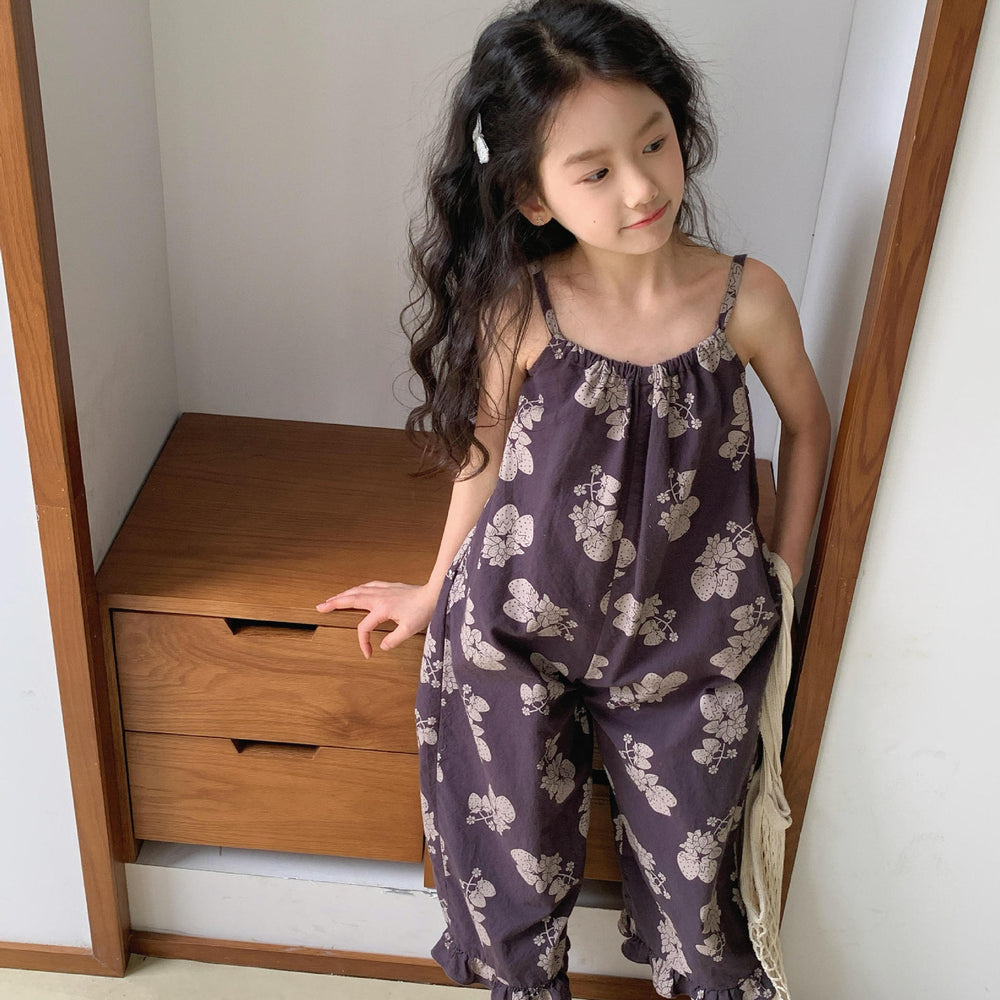Lunea Kids Flora Ruffle Jumpsuit Meisje – Zomer Jumpsuit Katoen – Bloemenprint – Ruches – 0-6 Jaar – Luchtige Kinderkleding