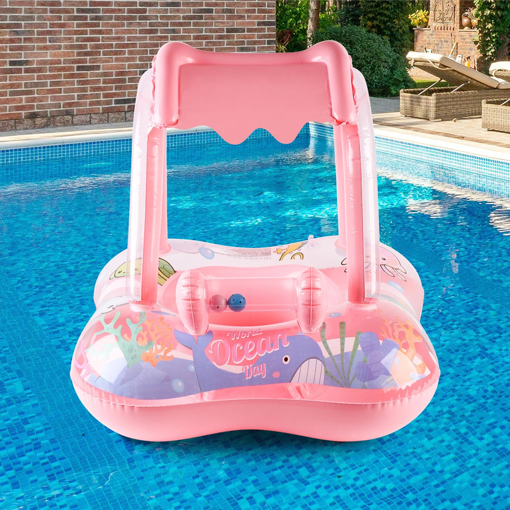 Baby Zwemband met Luifel – Opblaasbare Float met Zonnedak