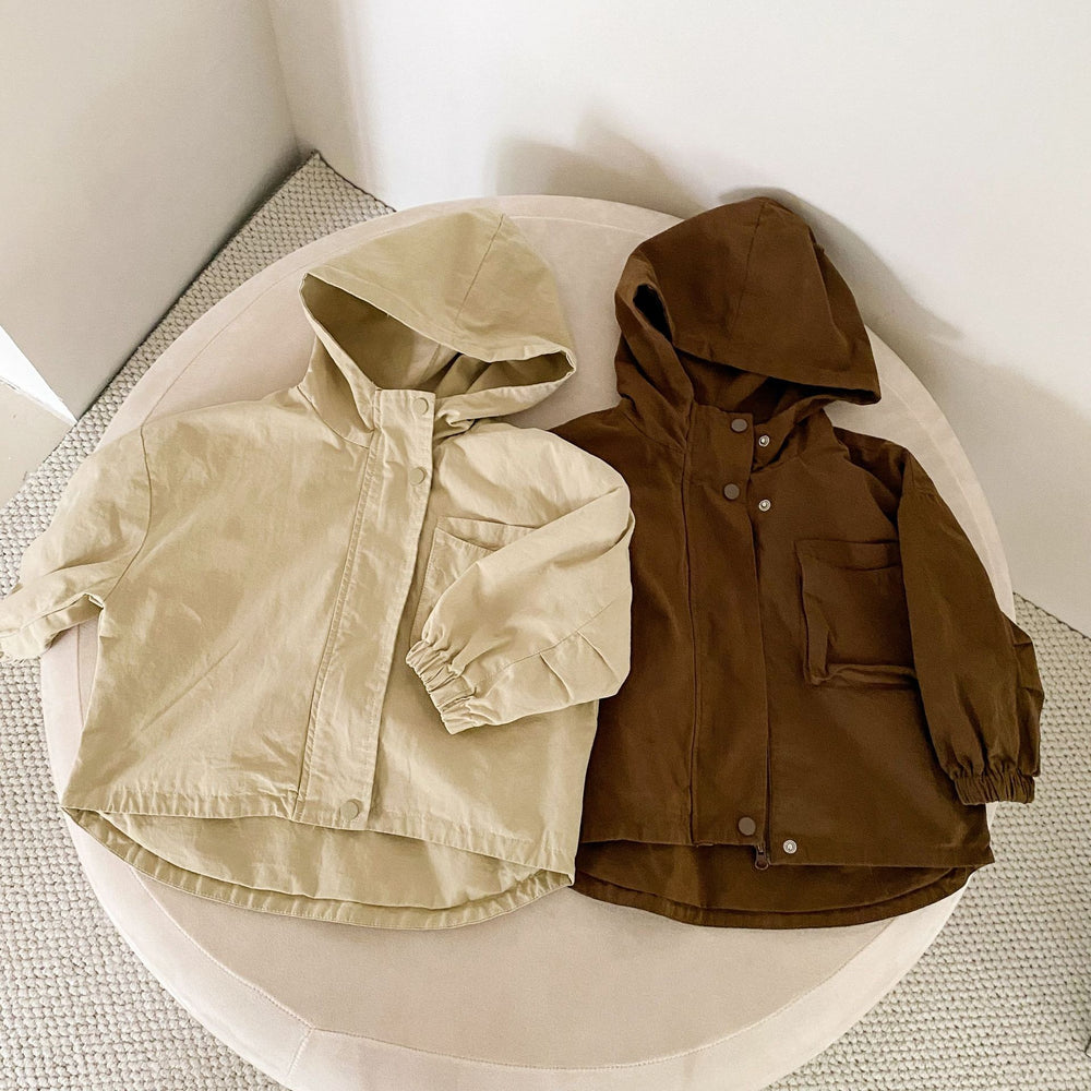 Windjack Parka - CozyShield Unisex, Beige/Bruin, Katoen, Maat 0-8 Jaar