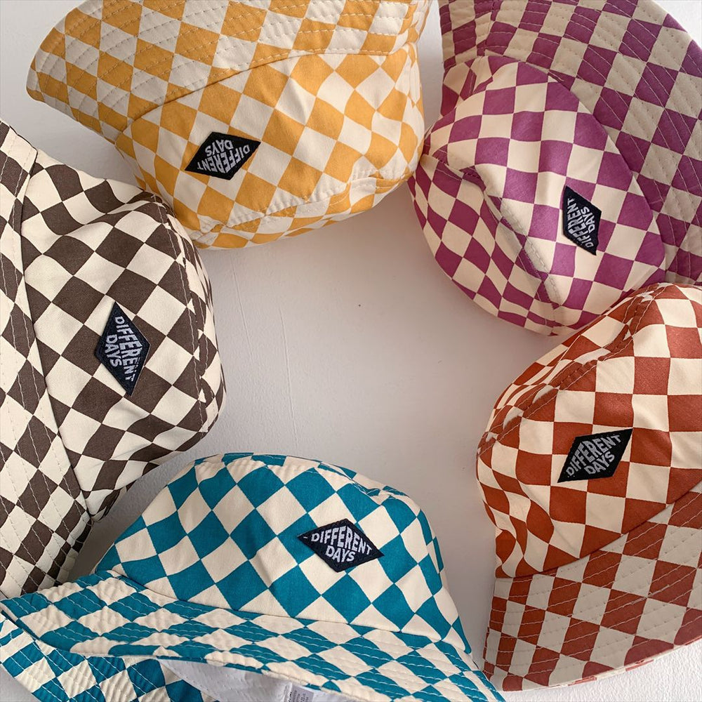BrightBlox Kinder Bucket Hat 2–6 Jaar – Zonnehoed Katoen | Geruit | Ademend & Opvouwbaar