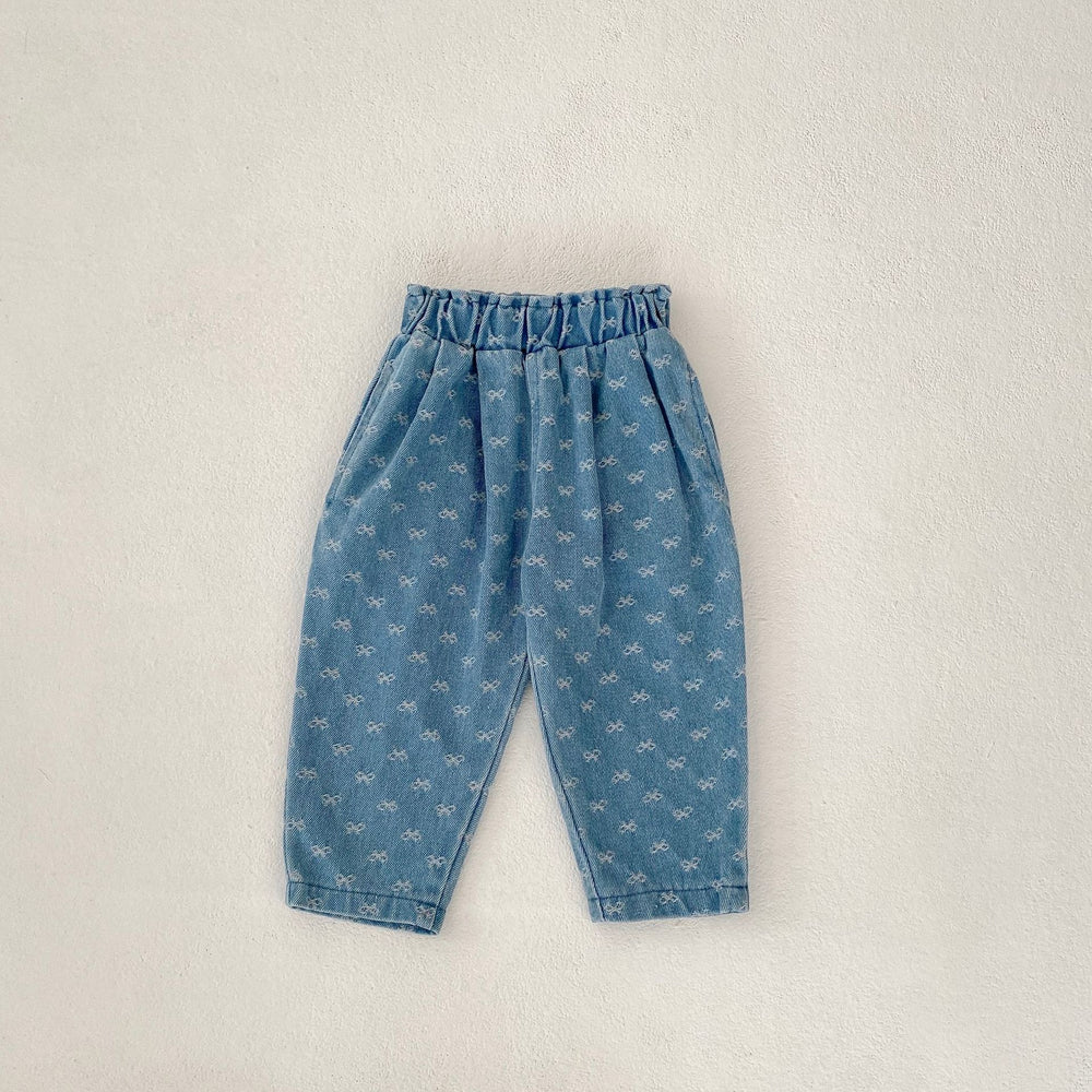 Spijkerbroek met Strikjes - Blossom Meisjes, Blauw, Katoen, Denim, 0-3 Jaar