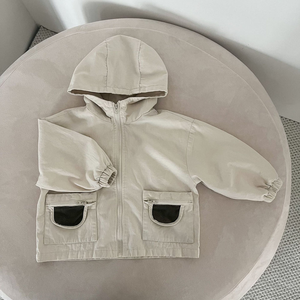 Kinder Jas met Capuchon – Lichtgewicht Windbreaker Beige/Bruin (0–8 Jaar)