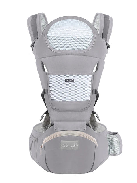 Unisex Baby Draagzak Grijs 6-in-1 Verstelbaar Comfortabel Katoen-More For Mini