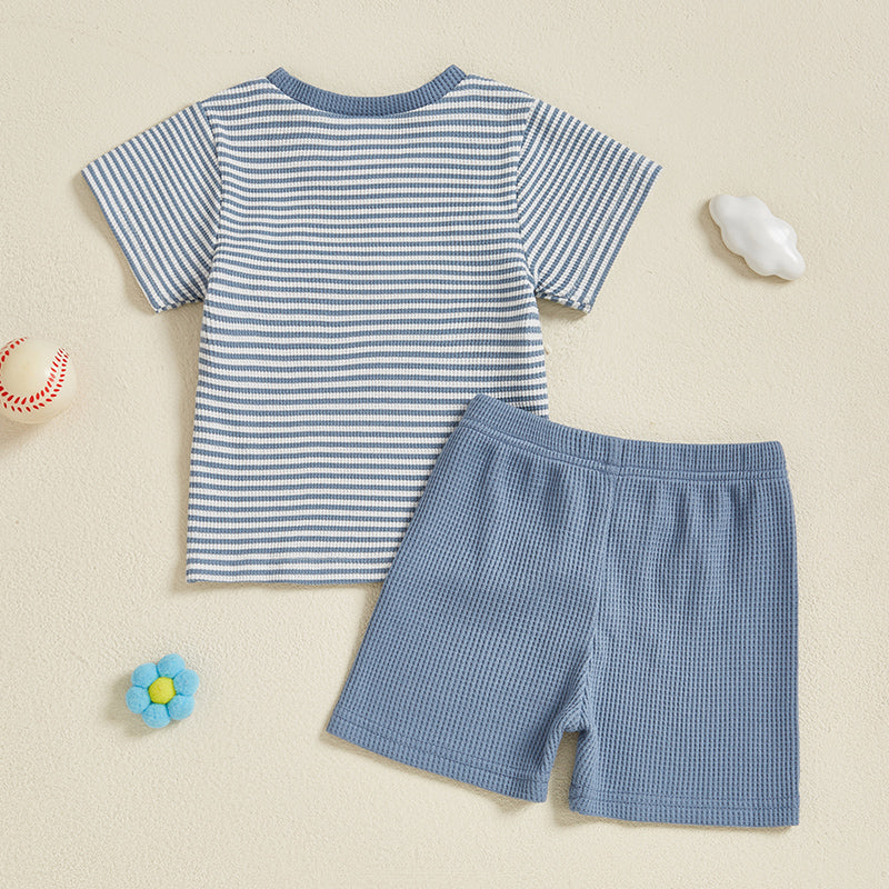 Baseball Stripe Zomerset Baby & Peuter | Gebreid T-shirt & Short | Knit Katoen | 0–3 Jaar | Sportieve Look voor Jongens