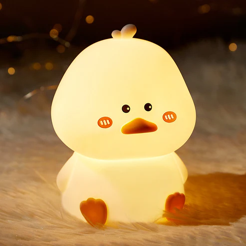 Nachtlampje eend met aanraakbediening – USB-oplaadbaar, warm licht, siliconen | led-lamp kinderkamer