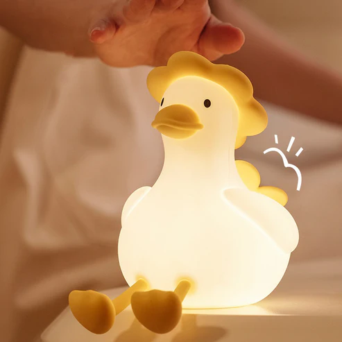 Nachtlampje eend met aanraakbediening – USB-oplaadbaar, warm licht, siliconen | led-lamp kinderkamer