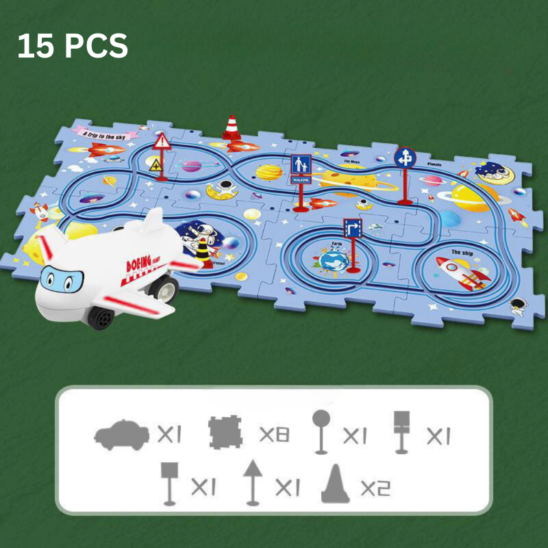 TrackForge Racebaan Set voor Kinderen – Aanpasbare Creatieve Race Track met Thema’s (3+)