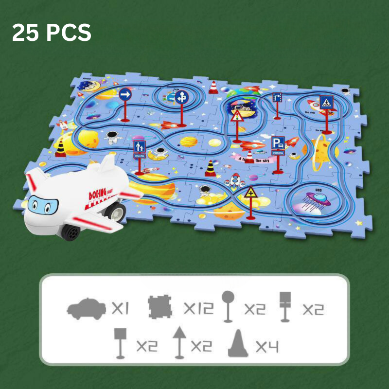 TrackForge Racebaan Set voor Kinderen – Aanpasbare Creatieve Race Track met Thema’s (3+)