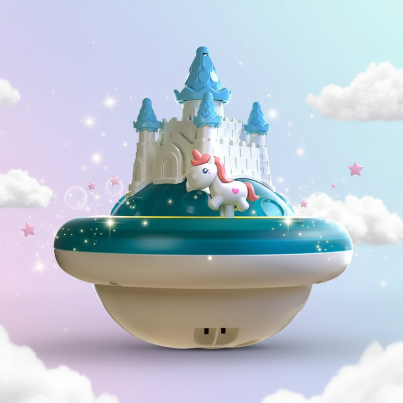Drijvend Unicorn Kasteel Badspeelgoed – Magisch Waterspeelgoed met Licht