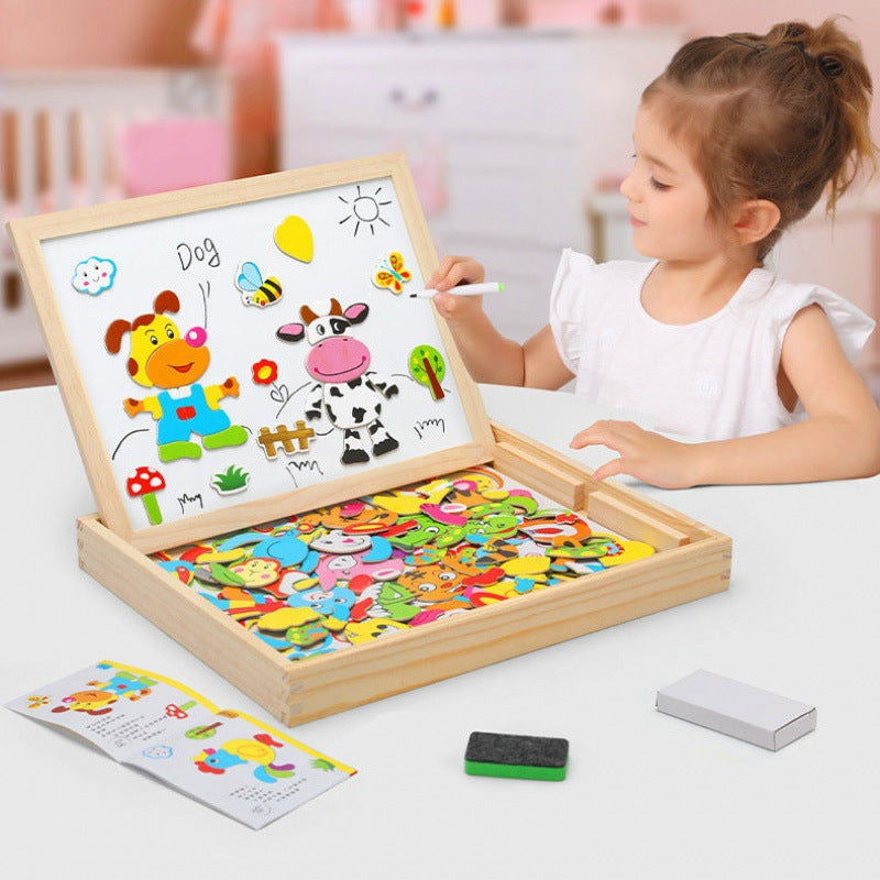 2-in-1 Magnetisch Whiteboard en Krijtbord - Licht Beukenhout - Inclusief Accessoires