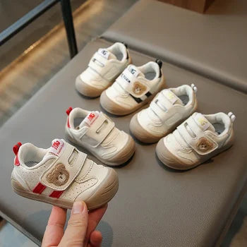 Sneaker met Klittenband - Beer Unisex, Khaki/Zwart/Rood, Maat 16-25-More For Mini