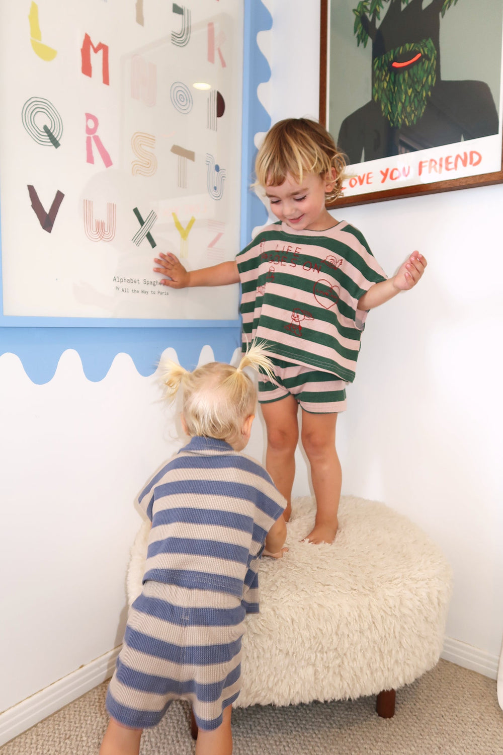 Rib Zomerset - Little Waves Unisex, Blauw/Groen, Katoen, 0-6 Jaar