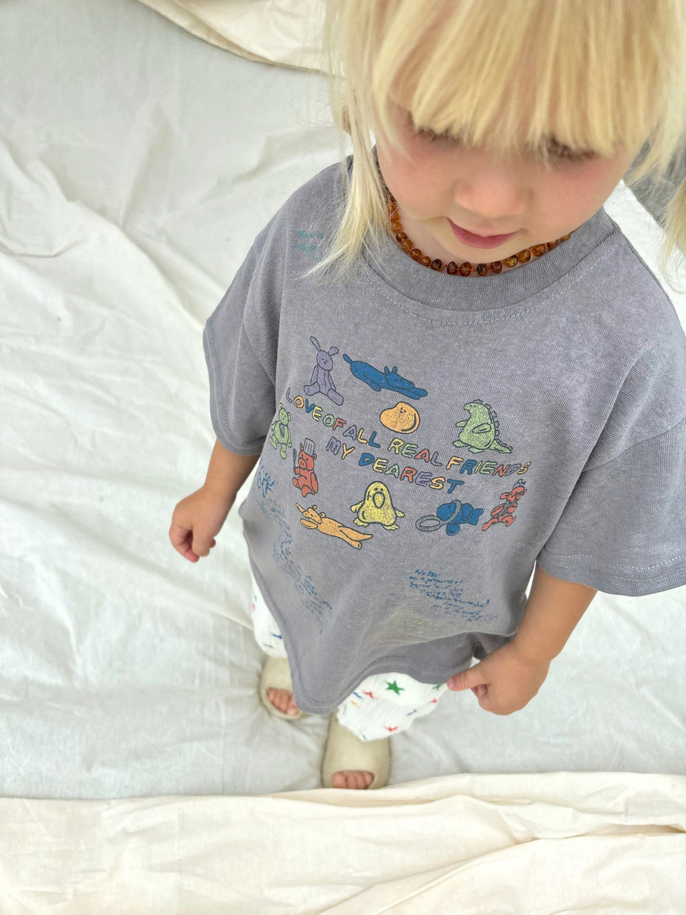 T-shirt - BestieVibes Unisex, Wit/Grijs, Katoen, Maat 0-6 Jaar