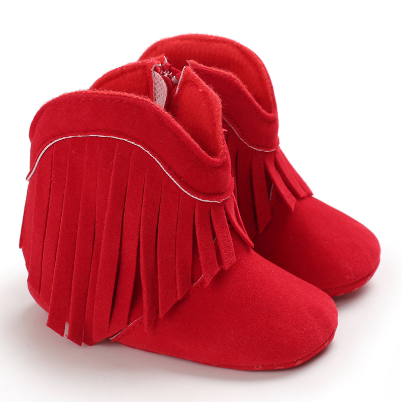 Baby Cowboylaarsjes Meisje – Zachte Franjelaarsjes met Antislip Zool (0–2 Jaar)