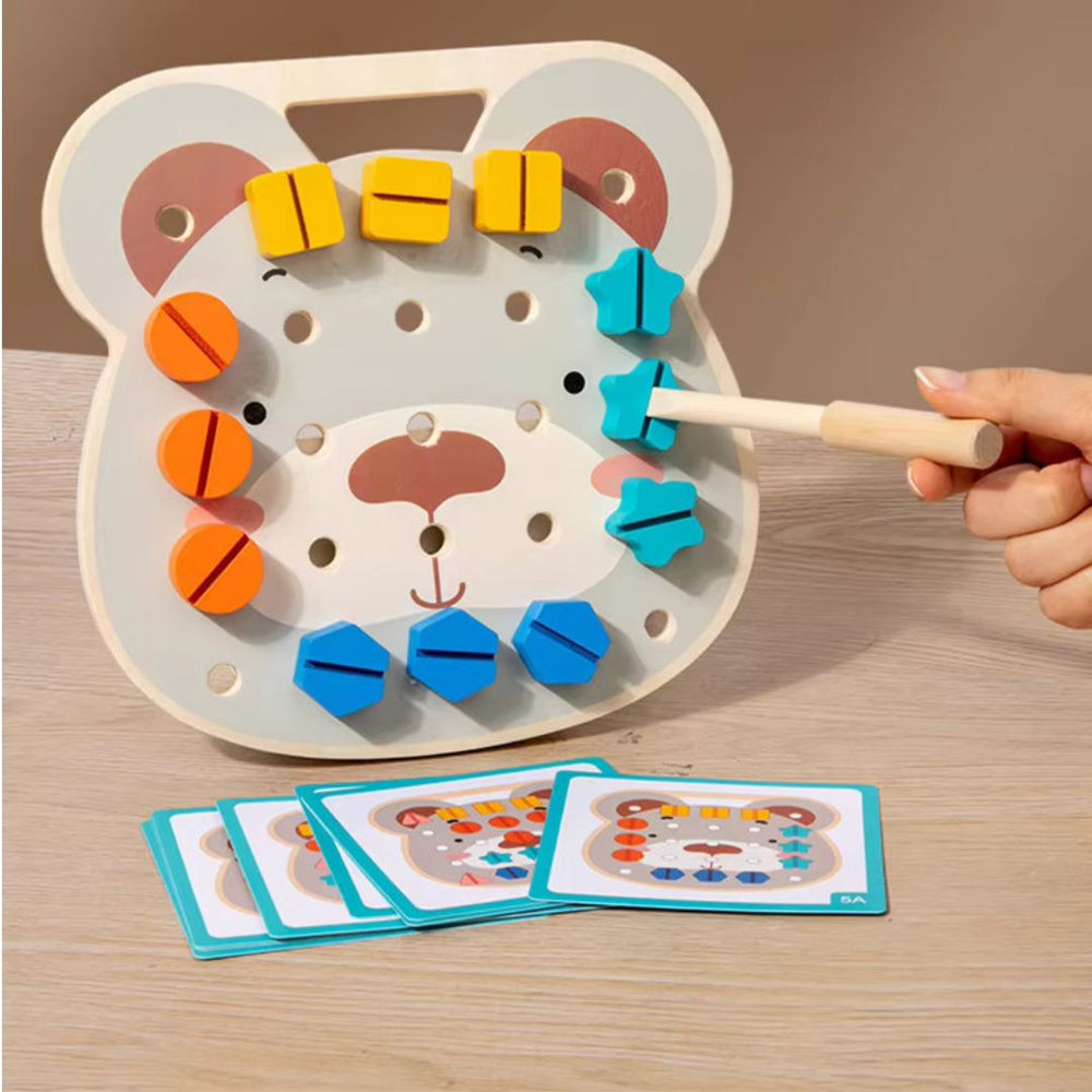 Houten Montessori Schroefspel voor Peuters – Educatief & Motoriek Spel