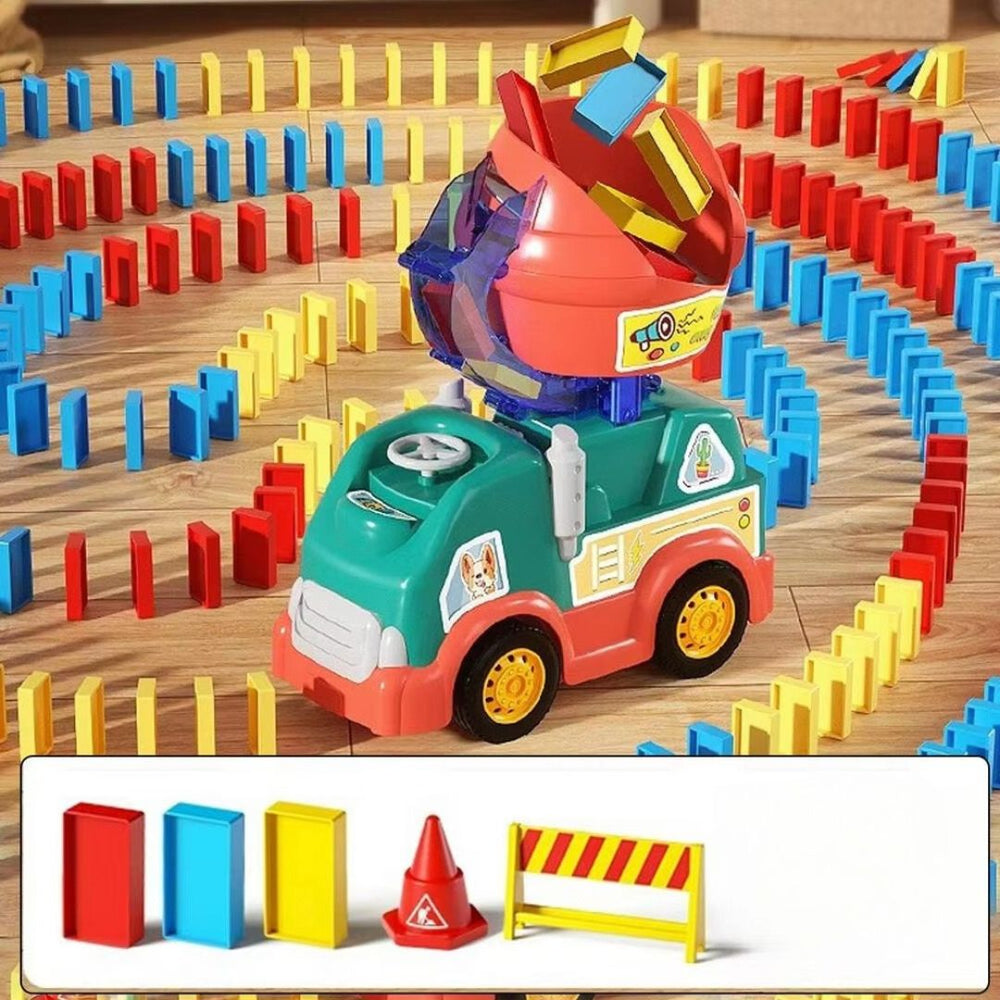 Montessori Domino Vrachtwagen - Automatische Dominosteentjes Leggen - Kleurrijk Speelgoed
