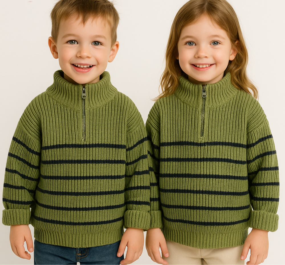 EasyZip Kinderpullover – Comfortabele Unisex Trui met Rits | Kids 0-6 jaar