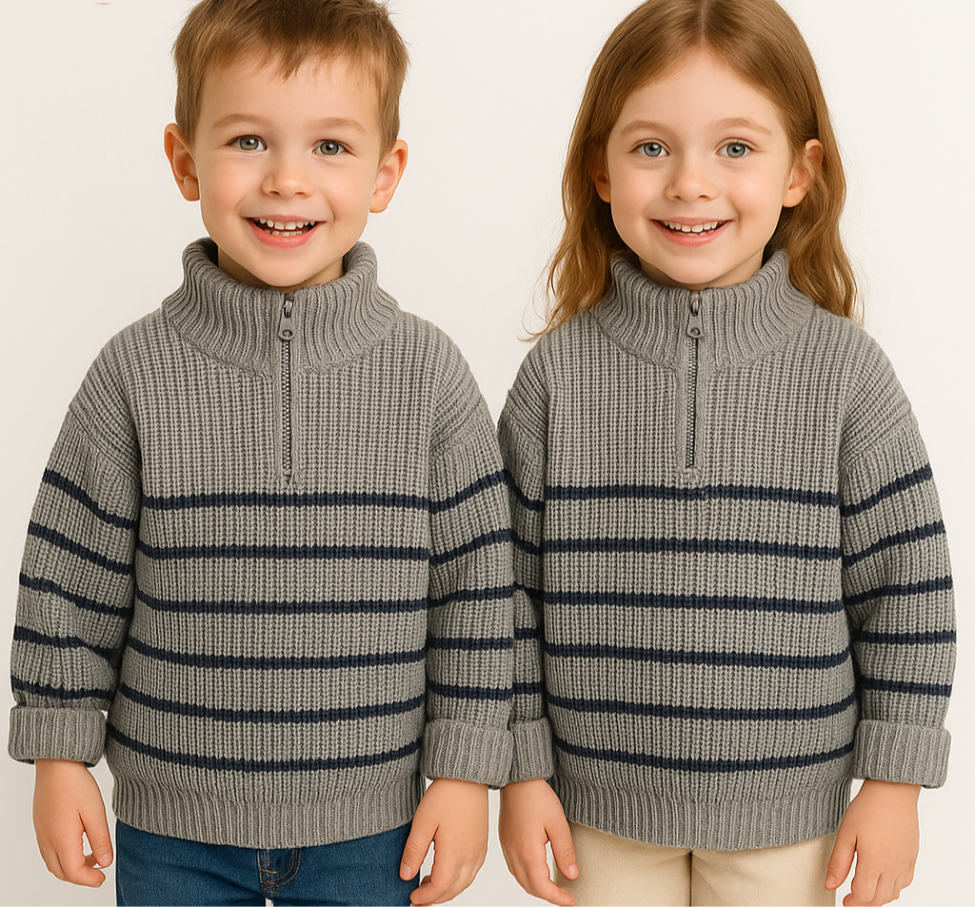 EasyZip Kinderpullover – Comfortabele Unisex Trui met Rits | Kids 0-6 jaar