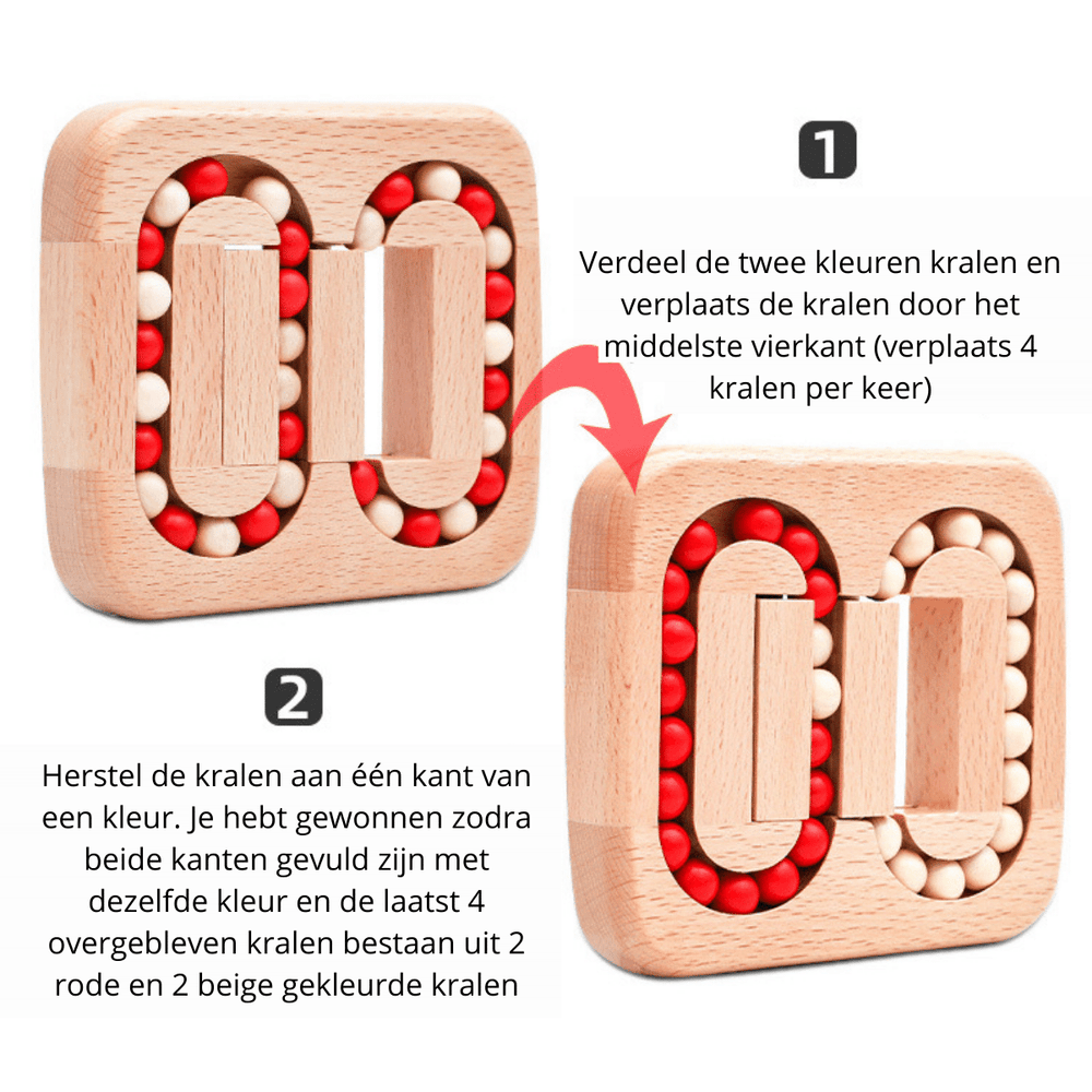 Eduvora BrainSlide Houten Kralenpuzzel – Educatief Denkspel van Beukenhout voor Kinderen 3+