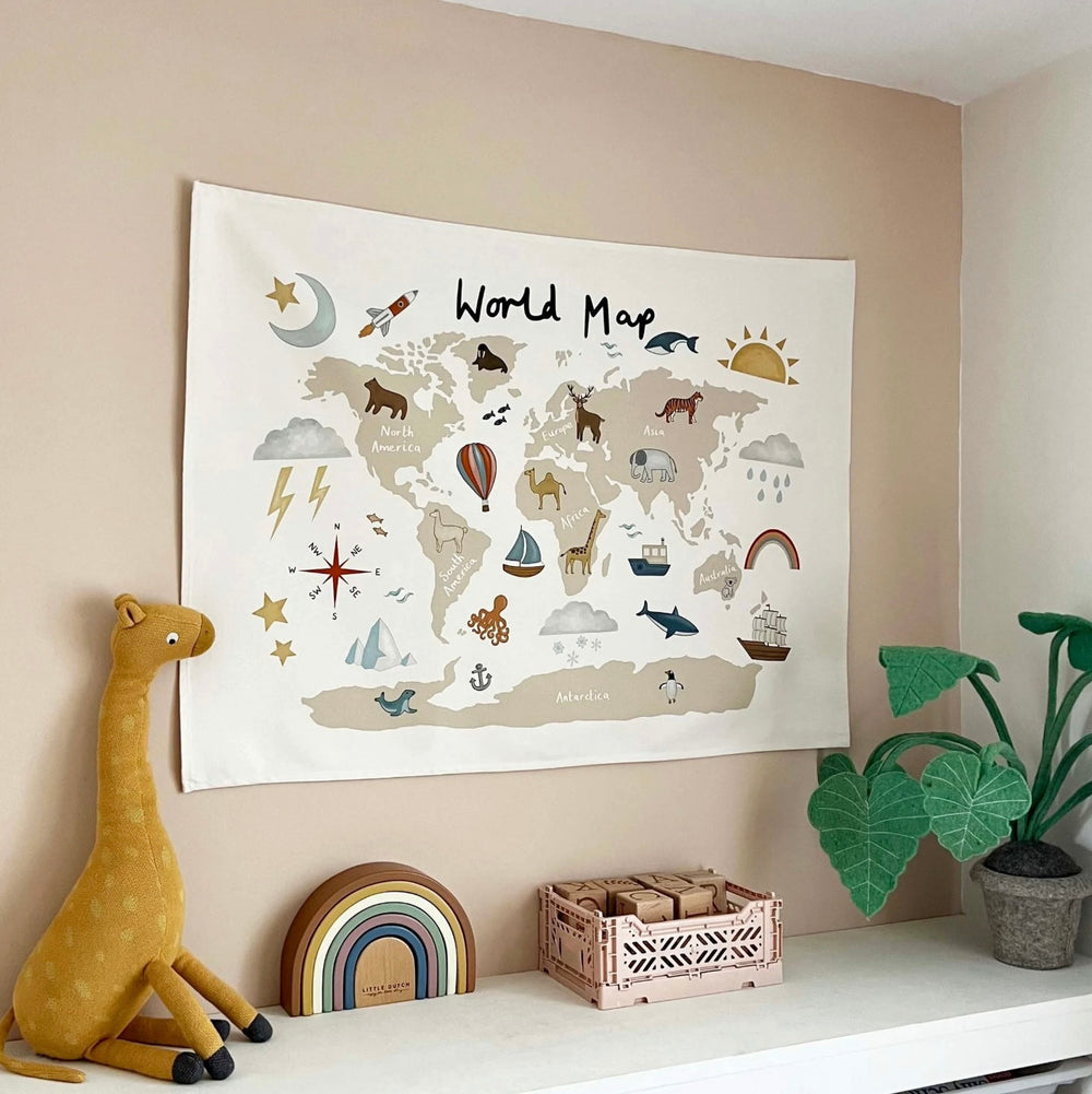 Educatieve Wandposter voor Kinderen – Biologisch Katoen – Alfabet, Ruimte of Wereldkaart