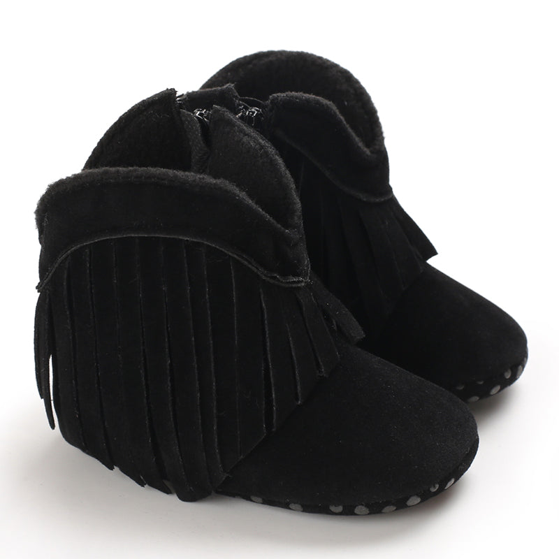 Baby Cowboylaarsjes Meisje – Zachte Franjelaarsjes met Antislip Zool (0–2 Jaar)