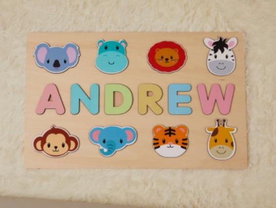 Gepersonaliseerde Houten Naam Puzzel – Educatief Cadeau Kind