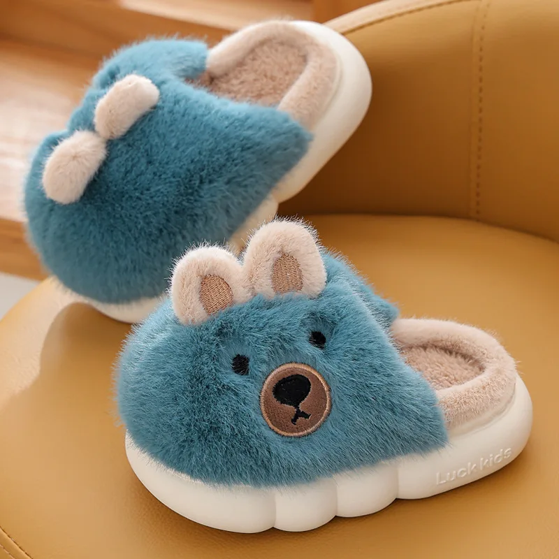 Cartoon Kinder Sloffen – Pluche Warm & Antislip voor Veilig en Comfortabel Huisplezier