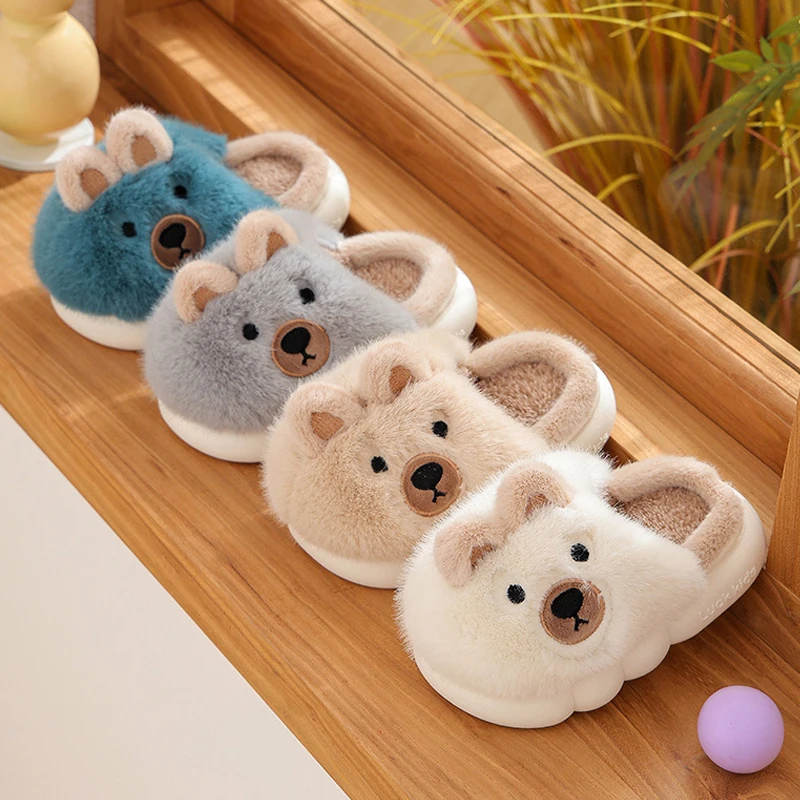 Cartoon Kinder Sloffen – Pluche Warm & Antislip voor Veilig en Comfortabel Huisplezier