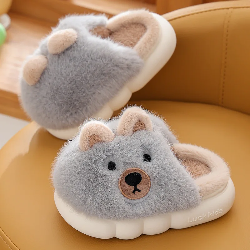 Cartoon Kinder Sloffen – Pluche Warm & Antislip voor Veilig en Comfortabel Huisplezier