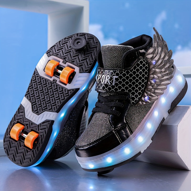 GlowSkate LED Rolschaats Sneakers met Vleugels – Meisjes | Maat 29-37