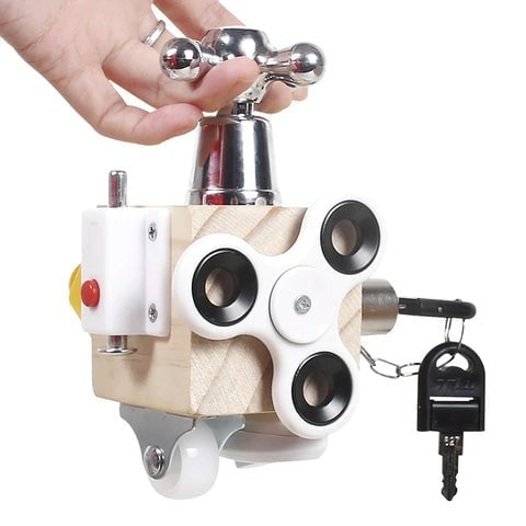BusyBox Explorer – 7-in-1 Educatief Houten Speelgoed voor Peuters | Versterk Motoriek en Cognitie