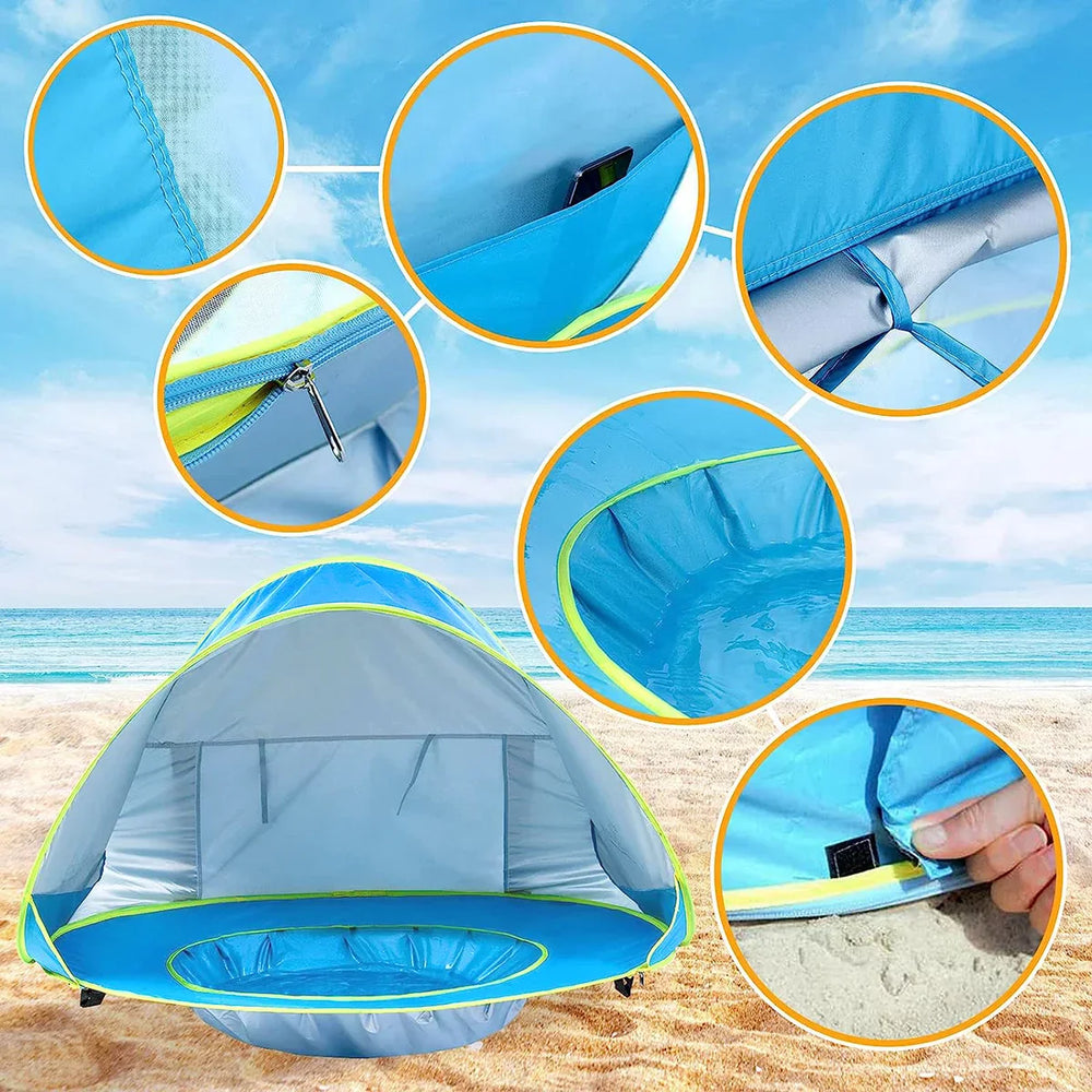 SunShade BabyTent™ - Draagbare Strandtent met Schaduwbad en UV-bescherming voor Baby's