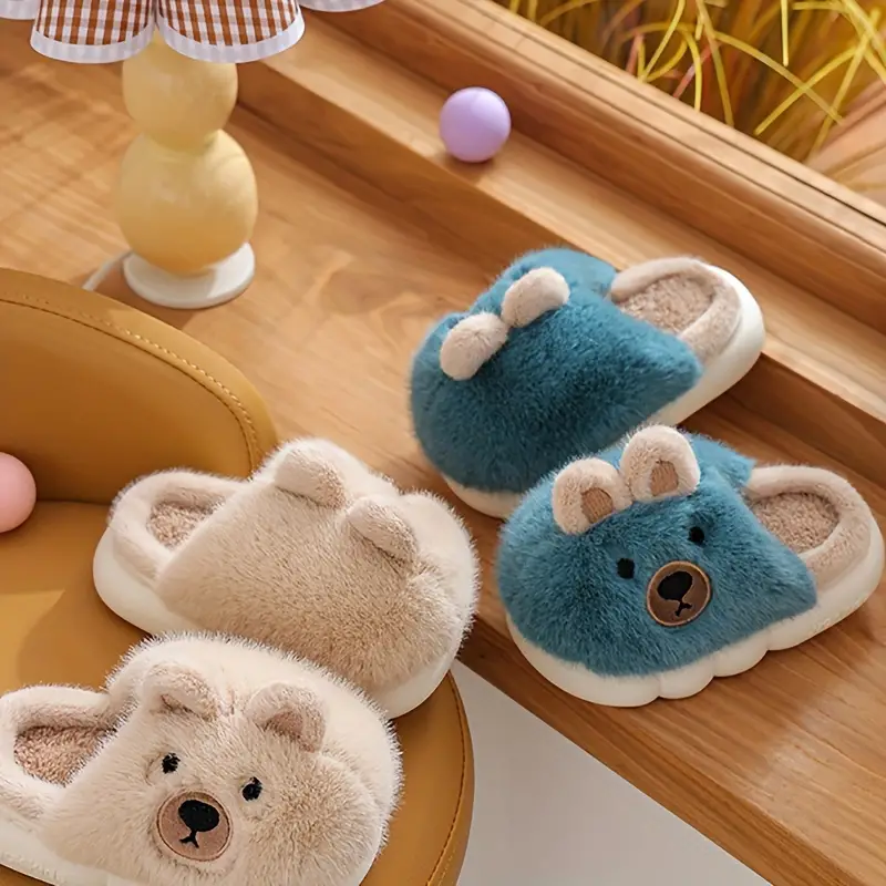 Cartoon Kinder Sloffen – Pluche Warm & Antislip voor Veilig en Comfortabel Huisplezier