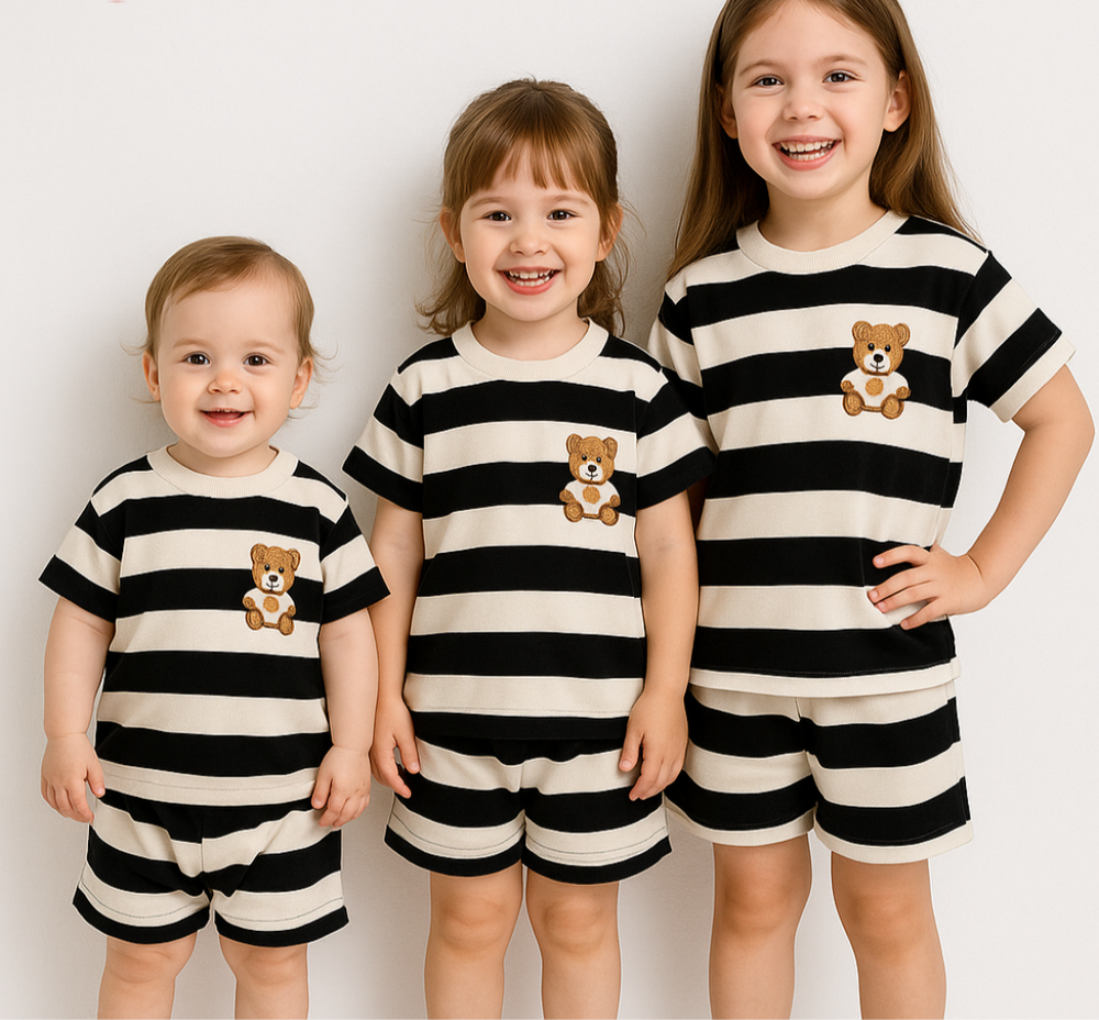 Zomerse Kinder Set Gestreept T-shirt & Short – Comfortabel & Ademend Katoen voor 0-6 Jaar