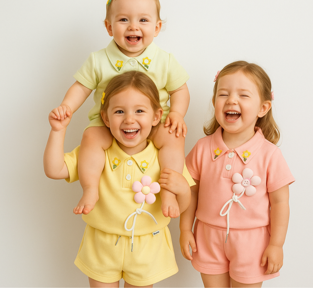 Luchtig Meisjes Zomersetje met Bloemen | Comfortabel & Stijlvol voor 1–4 Jaar