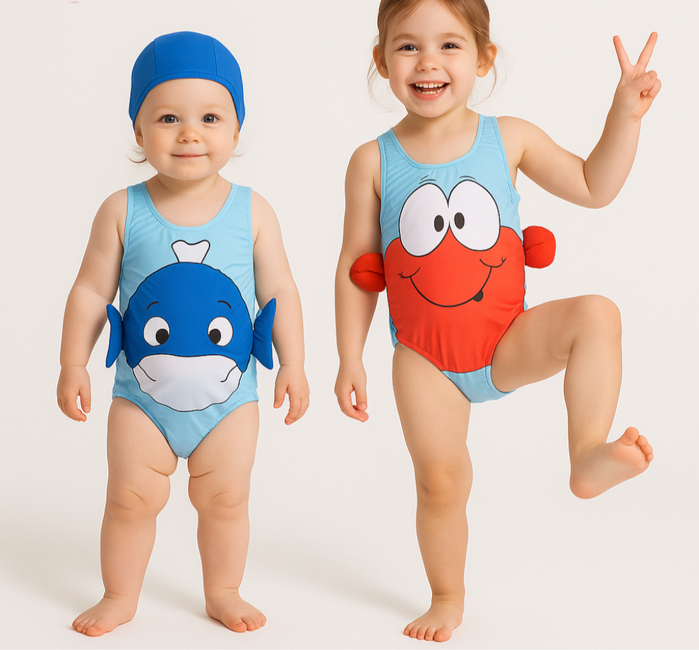 Meisjes Badpak met Hoedje – Comfortabele Zwemset voor Zomerplezier | Maat 0-4 Jaar