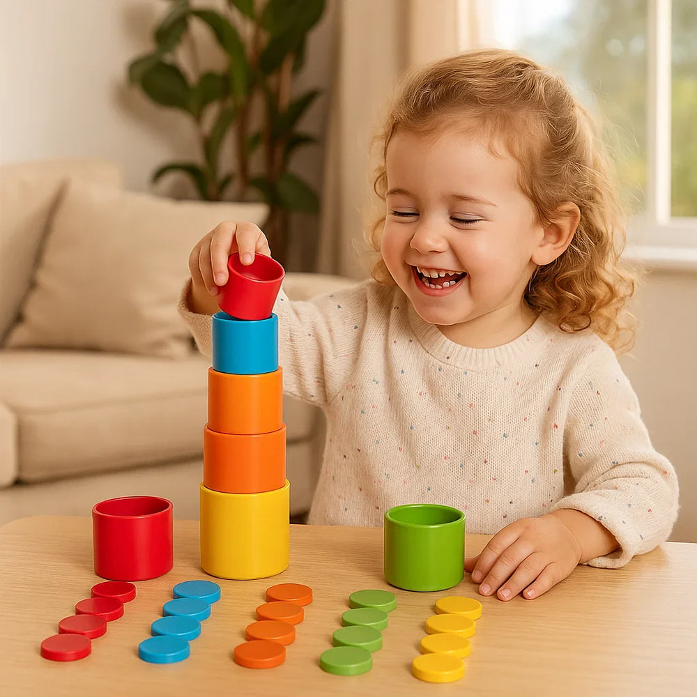 Montessori Stapelbare Bekers - Kleurrijk Educatief Speelgoed voor Peuters