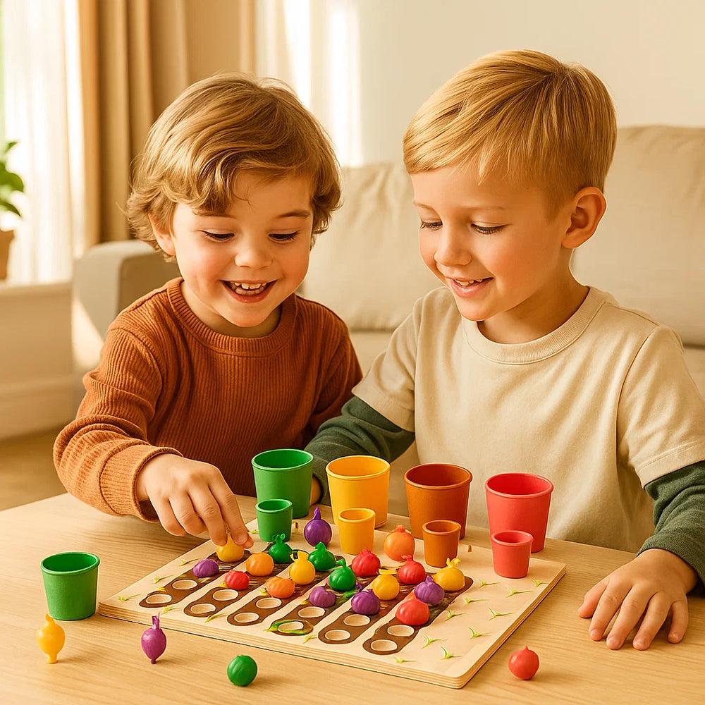 Montessori Sorteerspel Boerderij – Kleuren & Getallen Educatief Houten Speelgoed
