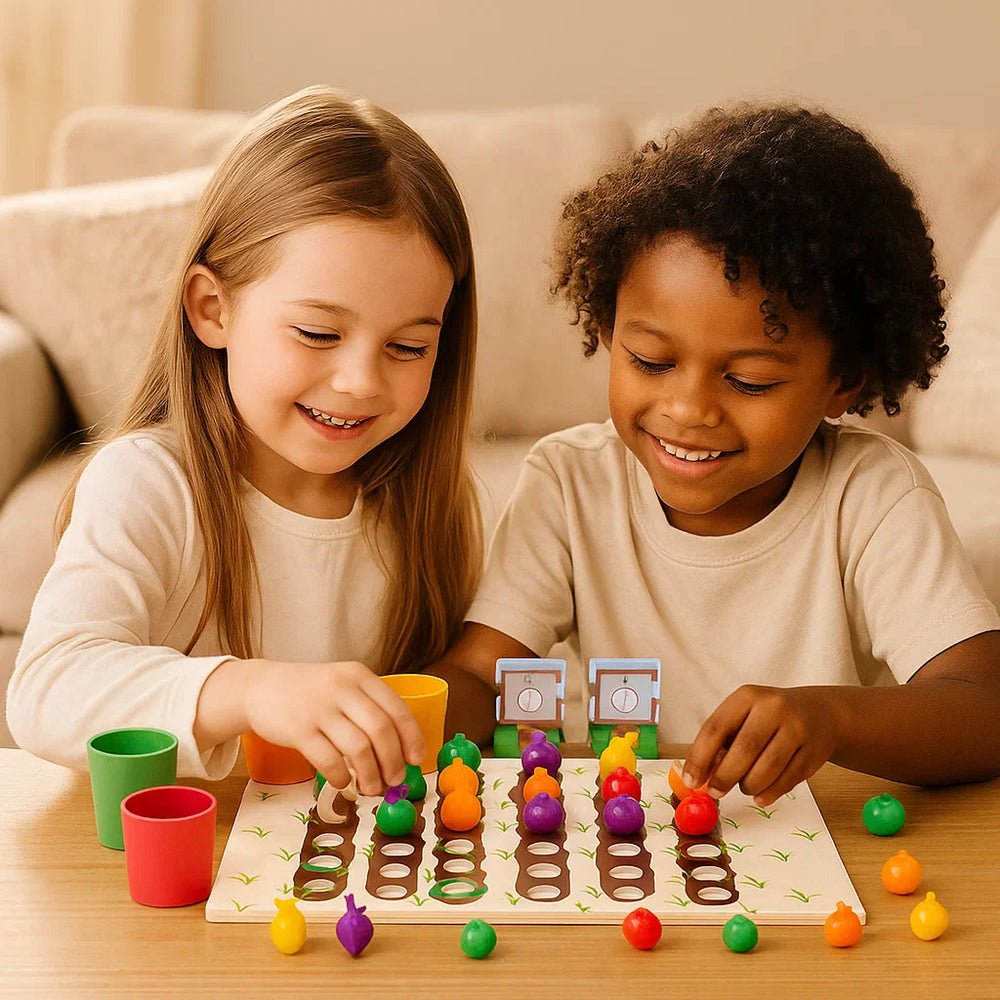 Montessori Sorteerspel Boerderij – Kleuren & Getallen Educatief Houten Speelgoed