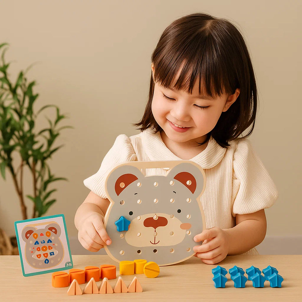 Montessori kleurenbord met schroefspel – Houten educatief speelgoed voor kinderen