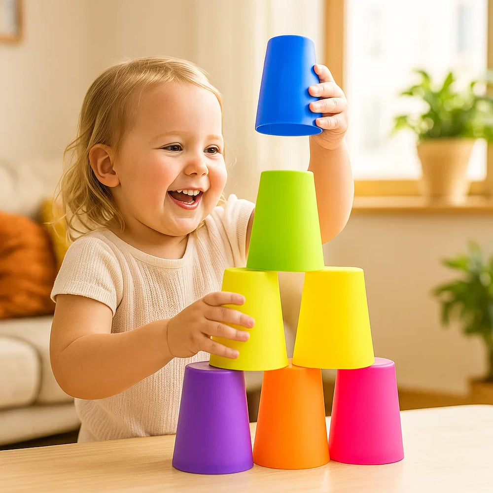 Montessori Stapelbekers Spel - Kleurrijk Educatief Stapelspel voor Kinderen