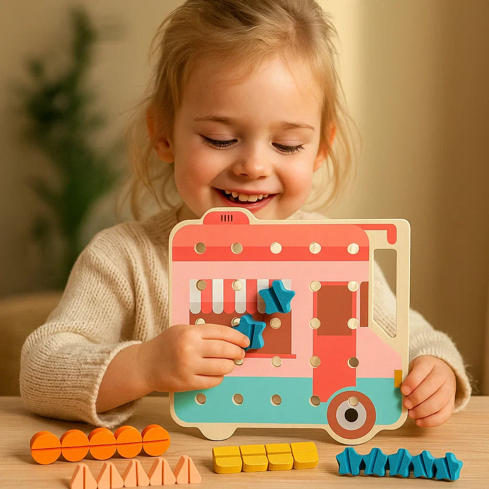 Montessori kleurenbord met schroefspel – Houten educatief speelgoed voor kinderen
