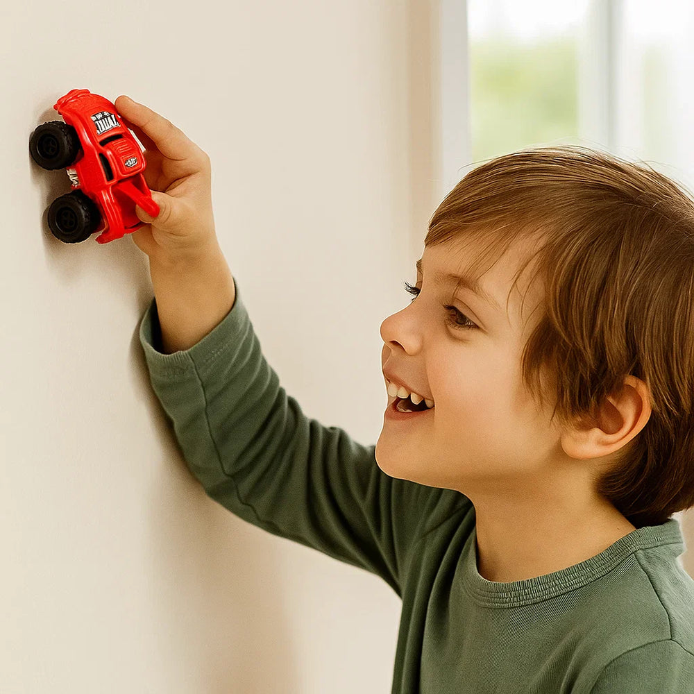 Magnetische Wandklimauto - Speelgoedauto voor Kinderen - Rood/Blauw/Geel