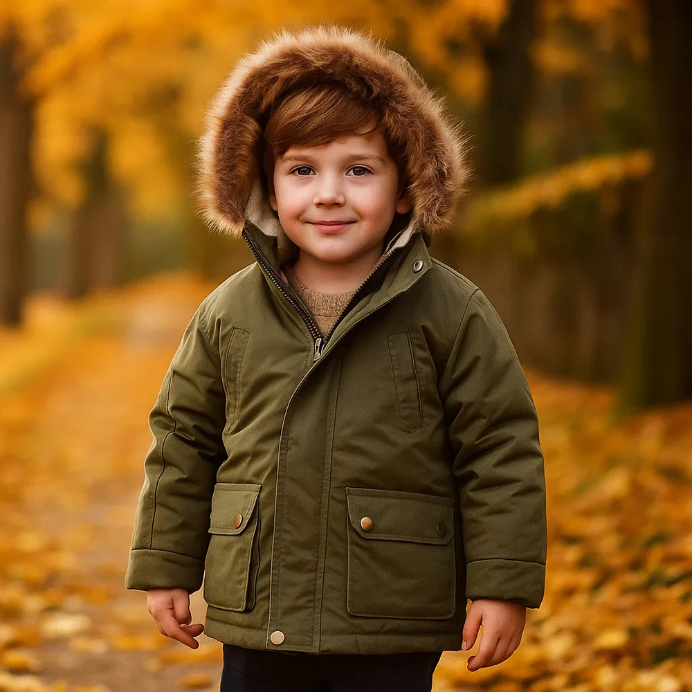 Warme Kinder Winterjas met Capuchon – Comfortabele Gevoerde Jas voor Koude Dagen