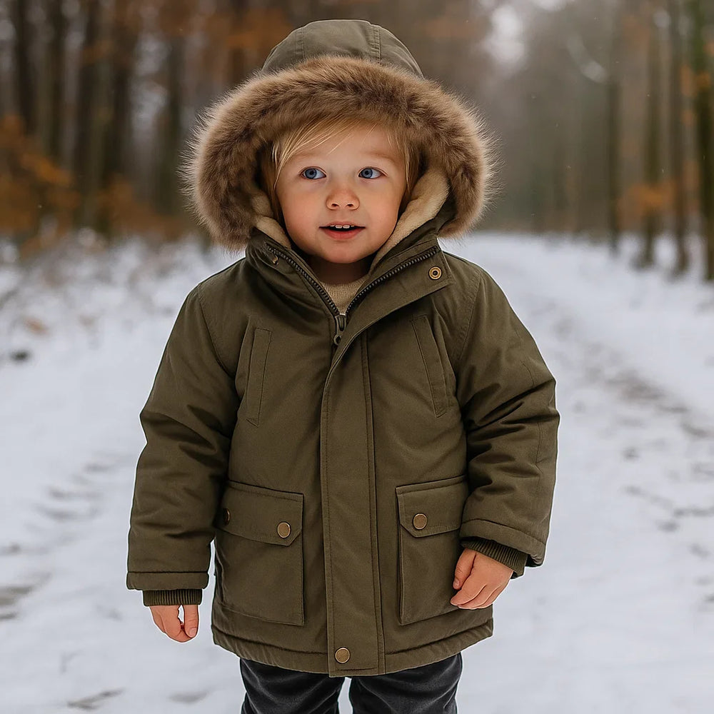 Warme Kinder Winterjas met Capuchon – Comfortabele Gevoerde Jas voor Koude Dagen