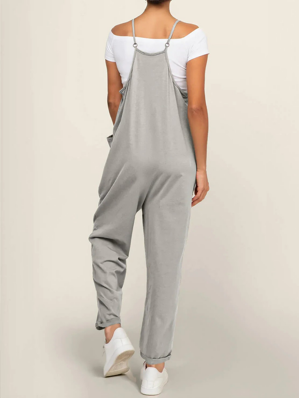 Zwangerschapsjumpsuit met grote zakken – loose fit, rekbare katoenmix | positiekleding