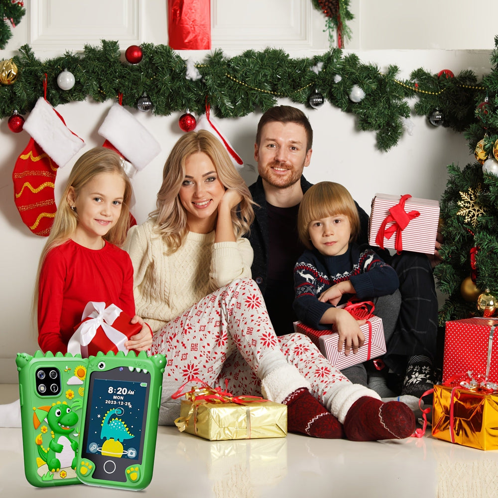 Kindvriendelijke speelgoedtelefoon dino met dubbele camera en 8GB SD – voor kinderen 3-10 jaar
